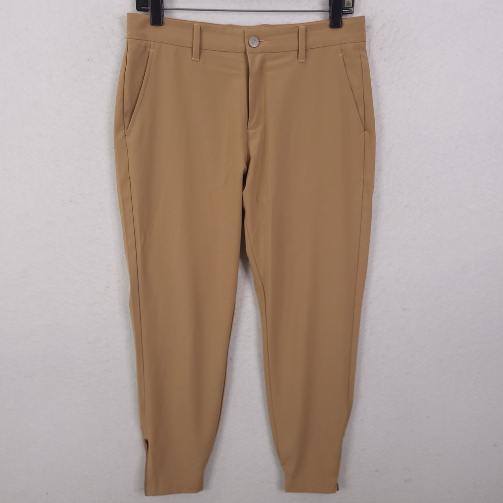 Primo Golf Jogger Pants Mens 30 Short Tan Khaki Tapered Ankle Zip Performance